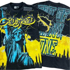 28313135 Lightning Statue of Liberty Sculpture Printed Washed Version Tee 3 colors