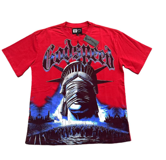 Masked Statue of Liberty Print Washed Version Tee 3 colors 28694019