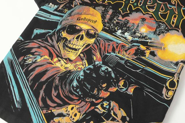 Luxury Car Skeleton Gun Print Washed Version Tee 2 colors 28696500
