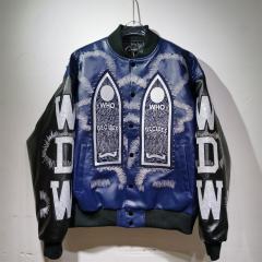WHO DECIDES WAR Gothic Totem Embroidered PU Rhinestone Biker Jacket