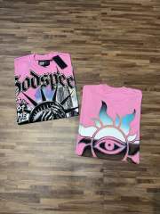 Pink face-covering Liberty Goddess hot-diamond printed T-shirt 29038242