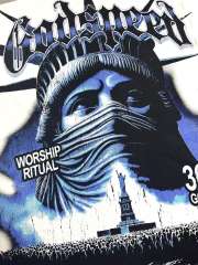Masked Statue of Liberty Print Washed Version Tee 3 colors 28694019