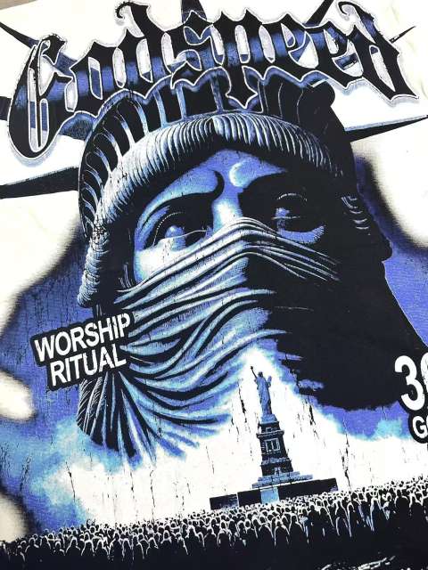 Masked Statue of Liberty Print Washed Version Tee 3 colors 28694019