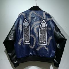 WHO DECIDES WAR Gothic Totem Embroidered PU Rhinestone Biker Jacket