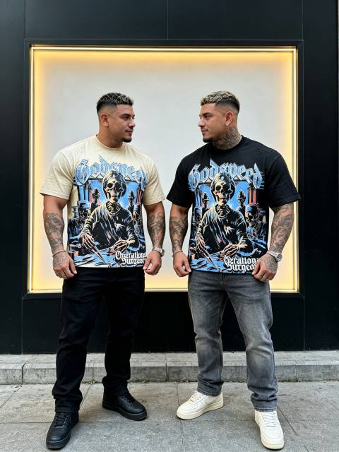 Vintage dark skeleton surgical print ripped and worn T-shirt  29035244
