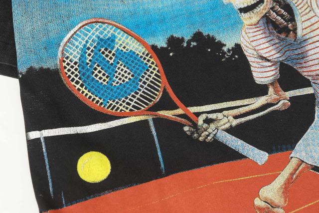 Skeleton Tennis Player Print Washed Version Tee 2 colors 28696497