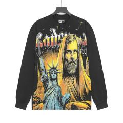 Statue of Liberty Print Washed Version Long Sleeve T-Shirt 2 colors 28691922