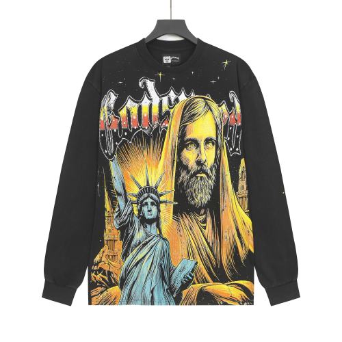 Statue of Liberty Print Washed Version Long Sleeve T-Shirt 2 colors 28691922