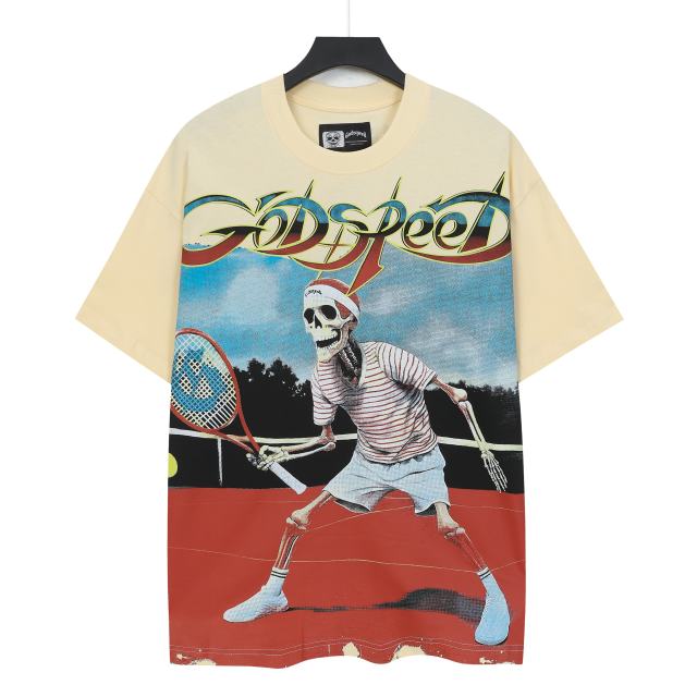 Skeleton Tennis Player Print Washed Version Tee 2 colors 28696497