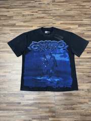 Vintage washed starry sky silhouette print loose short-sleeved T-shirt 29033304