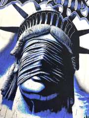 Masked Statue of Liberty Print Washed Version Tee 3 colors 28694019