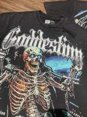 Racing car skeleton double-sided printed vintage washed T-shirt 29038204