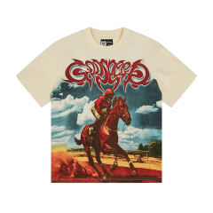 Godspeed Skeleton Horse Racing Print Washed Version Tee 2 colors