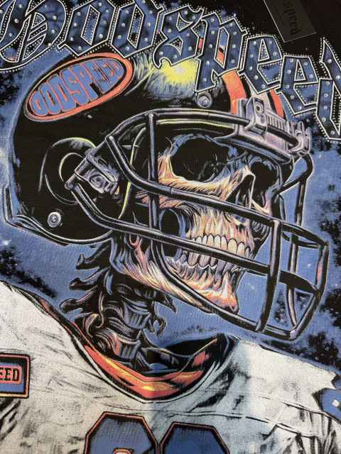 American football skull rhinestone double-sided printed vintage T-shirt 29038206