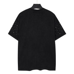 Dark skeleton print vintage-style T-shirt with a worn-out look 29033292
