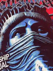 Masked Statue of Liberty Print Washed Version Tee 3 colors 28694019