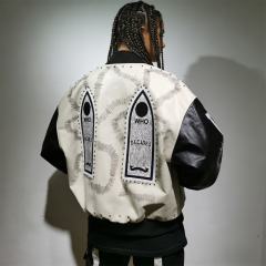 WHO DECIDES WAR Gothic Totem Embroidered PU Rhinestone Biker Jacket
