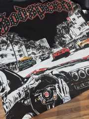 Miami sports car party rhinestone gradient distressed T-shirt 2 colors 29038229