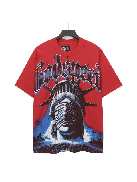 Masked Statue of Liberty Print Washed Version Tee 3 colors 28694019