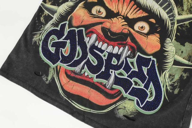 Rhinestone Logo God Statue Print Distressed Washed Version Tee 2 colors 28760692