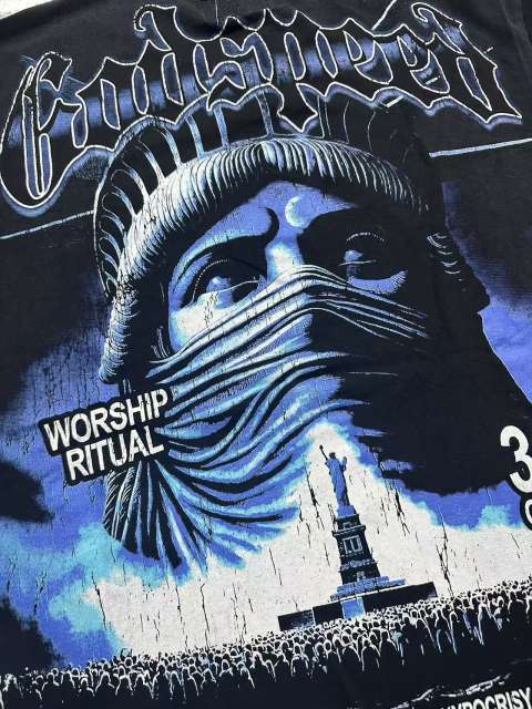Masked Statue of Liberty Print Washed Version Tee 3 colors 28694019