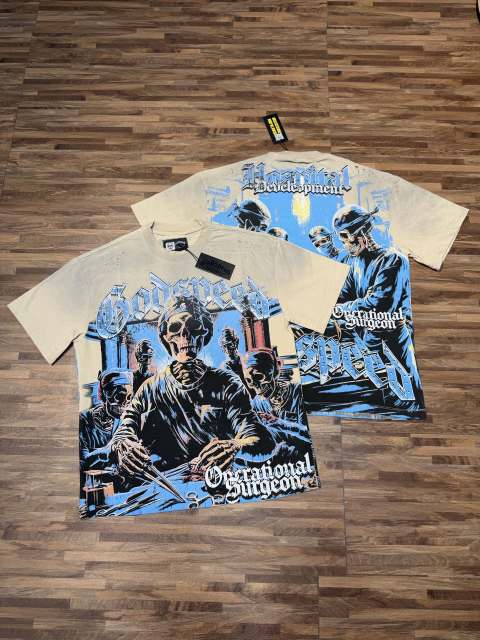 Vintage dark skeleton surgical print ripped and worn T-shirt  29035244