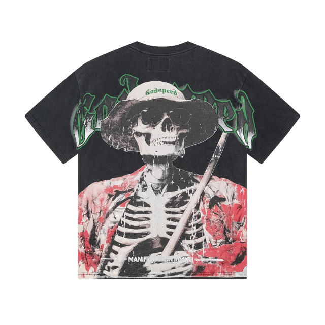 Vintage Hawaiian vacation T-shirt with distressed skull print 29044601