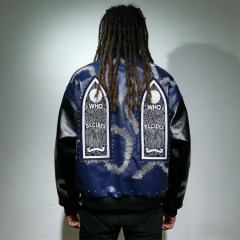WHO DECIDES WAR Gothic Totem Embroidered PU Rhinestone Biker Jacket