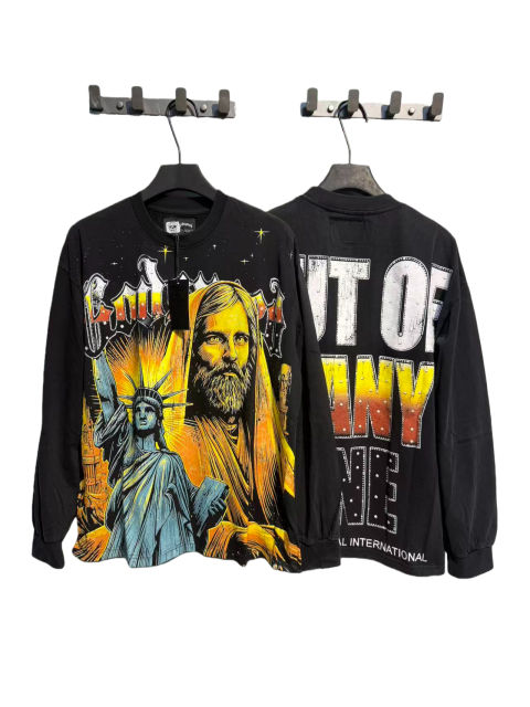 Statue of Liberty Print Washed Version Long Sleeve T-Shirt 2 colors 28691922