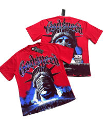 Masked Statue of Liberty Print Washed Version Tee 3 colors 28694019
