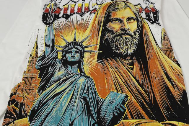 Statue of Liberty Print Washed Version Long Sleeve T-Shirt 2 colors 28691922