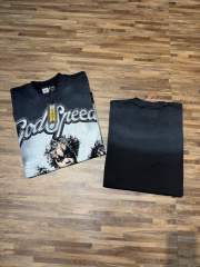 American-style washed and distressed black angel child's loose short-sleeved shirt 29047384