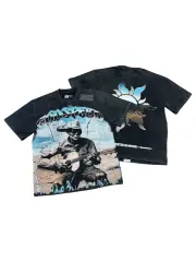 Western cowboy skull guitar vintage washed double-sided printed T-shirt 29038247
