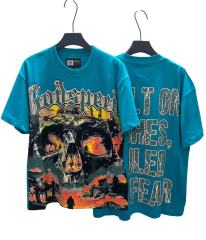 Flame Skeleton Ruined City Print Washed Version Tee 2 colors 28576259