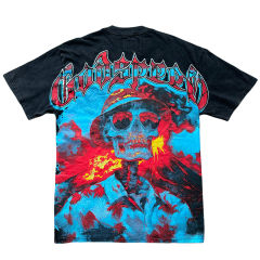 Back Volcanic Eruption Skull Print Washed Version Tee 2 colors