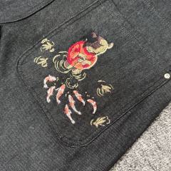 Derschutze American Street Heavyweight Embroidered Denim Shorts
