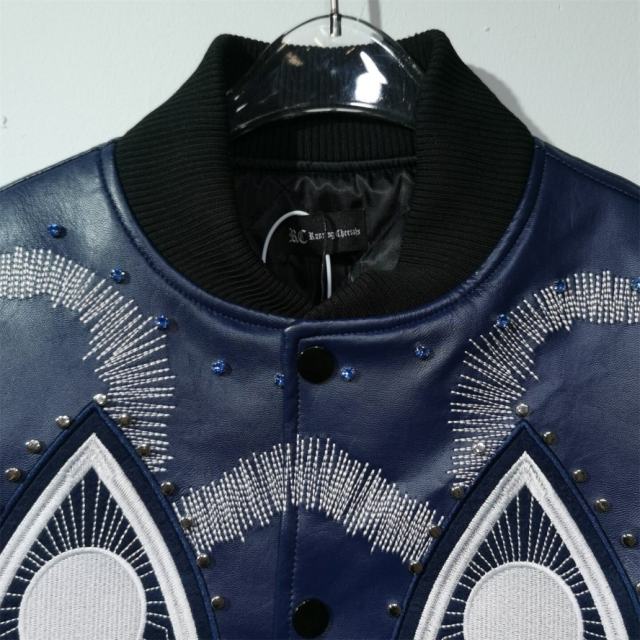 WHO DECIDES WAR Gothic Totem Embroidered PU Rhinestone Biker Jacket