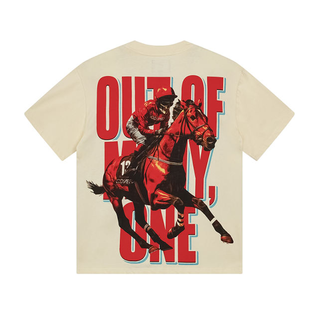 Godspeed Skeleton Horse Racing Print Washed Version Tee 2 colors