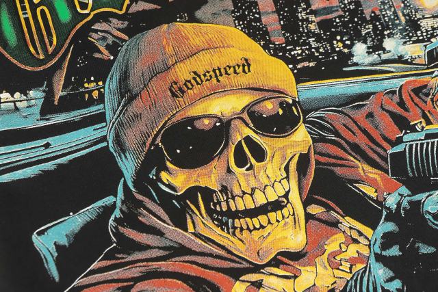Luxury Car Skeleton Gun Print Washed Version Tee 2 colors 28696500