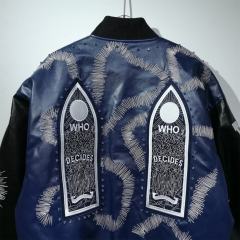 WHO DECIDES WAR Gothic Totem Embroidered PU Rhinestone Biker Jacket