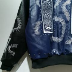 WHO DECIDES WAR Gothic Totem Embroidered PU Rhinestone Biker Jacket