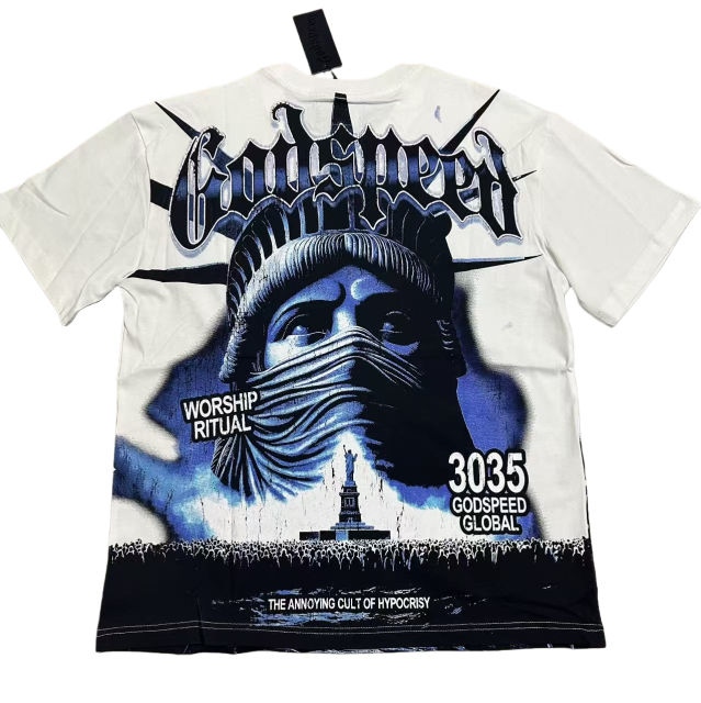 Masked Statue of Liberty Print Washed Version Tee 3 colors 28694019