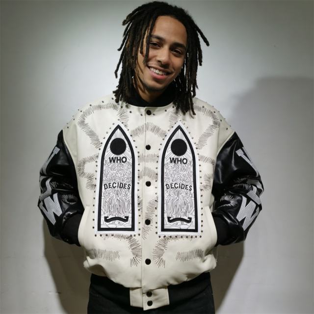 WHO DECIDES WAR Gothic Totem Embroidered PU Rhinestone Biker Jacket