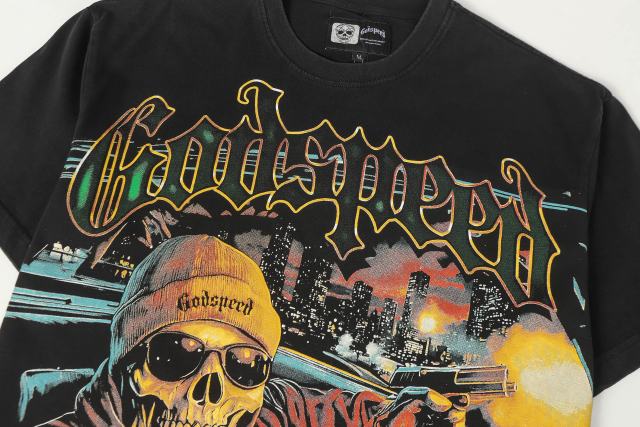 Luxury Car Skeleton Gun Print Washed Version Tee 2 colors 28696500