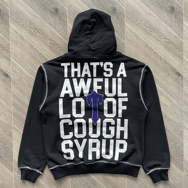 1:1 Top Quality That's A Awful Lot of Cough Syrup  Zip Up Hoodie Pants Grey