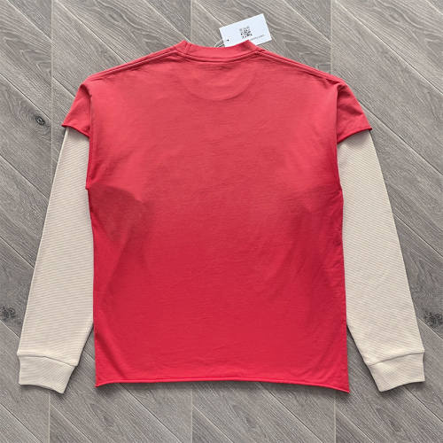 Saint Vanity Washed Vintage Distressed Fake Two-Piece Long Sleeve T-Shirt