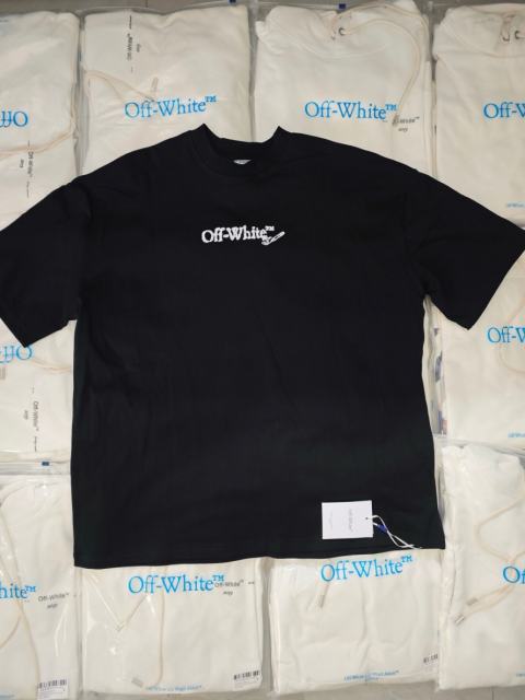 1:1 Top Quality OW Messy Embroidery Arrow T-shirt
