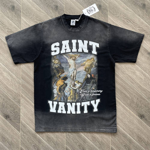 1:1 Top Quality Saint Vanity SV Flower Girl Tee Black Floral Print Short Sleeve T-shirt