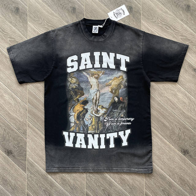 1:1 Top Quality Saint Vanity SV Flower Girl Tee Black Floral Print Short Sleeve T-shirt