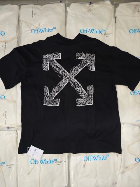 1:1 Top Quality OW Messy Embroidery Arrow T-shirt